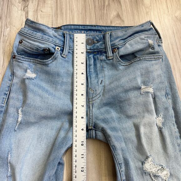 American Eagle Next Level Stretch Skinny Distressed Blue Jeans Size W28 L28 - Picture 4 of 12